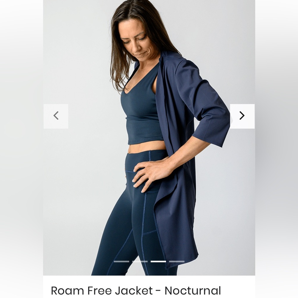 NWT Yoga Democracy Roam Free Plus Size Oversized Navy Blue Cardigan Jacket 3XL - Picture 3 of 13